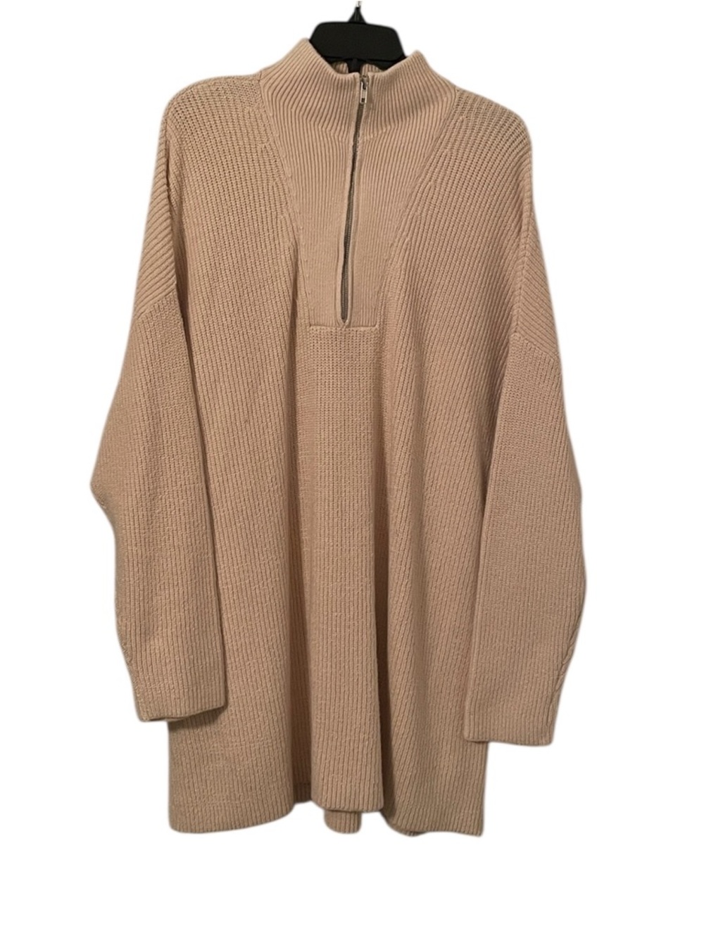Express Women's‎ Camel Beige Brown Ribbed Knit Quarter Zip Sweater Size XL